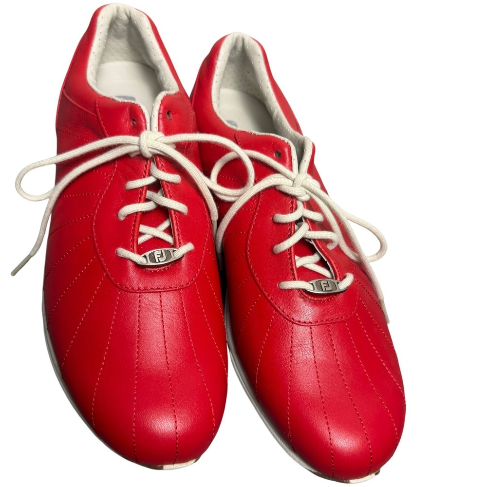 FOOTJOY MyJoy Red Leather Spiked Golf Shoes Size 9.5